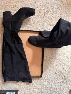 Christian Siriano Black Over-the-Knee Suede Boots